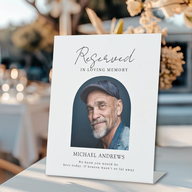 Reservierter Sitz - Fotogedenkhochzeit Sockelschild (Reserved Seat - Photo Memorial Wedding Pedestal Sign)