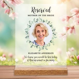 Reserviertes Foto Eukalyptus Wedding Memorial Acrylschild