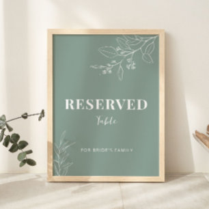 Reserviertes Sage Green Wedding Sign Poster