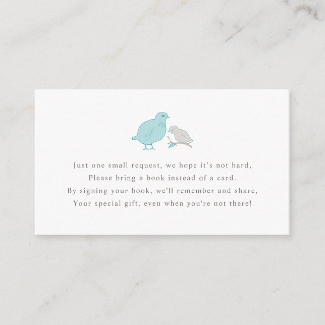 Reservierungskarte für Mama- und Babyvögel Begleitkarte (Vorderseite)