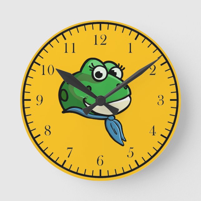 Resi the Frog Runde Wanduhr (Vorderseite)