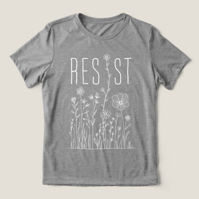 Residence Floral Minimalistisch Line Art Tri-Blend Shirt (Design Vorderseite)