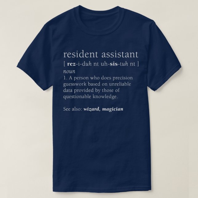Resident Assistant Definition Shirt Zurück (Design vorne)