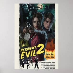 Resident Evil 2 Remake Poster Retro Movie Art