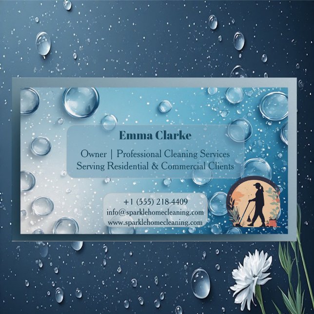 Residential & Commercial Cleaning Water Droplets   Magnetische Visitenkarte (Residential & Commercial Cleaning Water Droplets Business Card Magnet)
