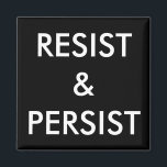 Residenz & Persist, weiße Buchstaben auf schwarzem Magnet<br><div class="desc">Fügen Sie Ihrem Kühlschrank, Ihrem Schließfach und Ihren Aktenschränken eine Nachricht von politischem Aktivismus mit benutzerdefinierten Magneten hinzu, die lauten: "Resist & Persist" in fett weißen Buchstaben auf schwarzem Hintergrund. Für eine andere Hintergrundfarbe, klicken Sie auf "Anpassen" und wählen Sie eine Hintergrundfarbe in der Sidebar aus. Klicken Sie auf "Fertig"...</div>