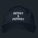 Residenz und Persist-Protestmarinade Bestickte Baseballkappe<br><div class="desc">Zeigen Sie, dass Sie der Tyrannei nicht nachgeben und andere zum Protest inspiriert haben, indem Sie eine Baseballmütze tragen, in der die Worte "Resist & Persist" auf marinebasischem Hintergrund in fett weißem Text bestickt sind. Hats sind in anderen Farben in der Sidebar erhältlich. Klicken Sie auf den Link "Rocklawn Arts",...</div>