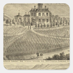 Residenz von Andrew Lindsey Glenfield Quadratischer Aufkleber