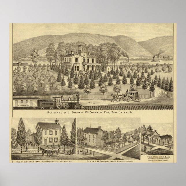 Residenz von J Sharp McDonald Sewickley Poster (Vorne)