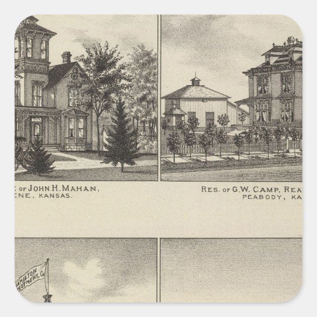 Residenzen, Abilene, Kansas Quadratischer Aufkleber (Vorderseite)