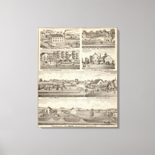 Residenzen, Farmen und Fabrik, Vandalia, Sandoval Leinwanddruck (Vorderseite)