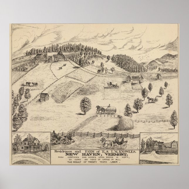 Residenzen und Bauernhof in New Haven Poster (Vorne)