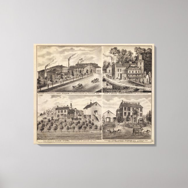 Residenzen und Brauereien in Rochester, Minnesota Leinwanddruck (Vorderseite)