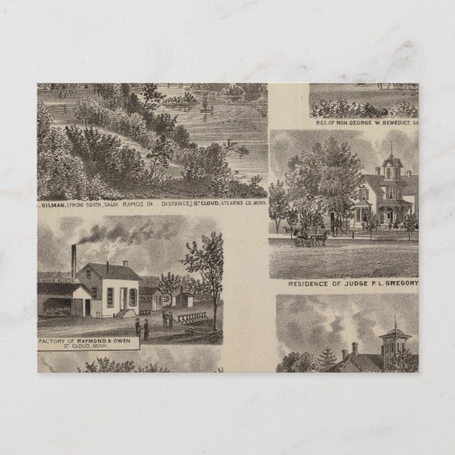 Residenzen und Fabrik in Minnesota Postkarte (Vorderseite)