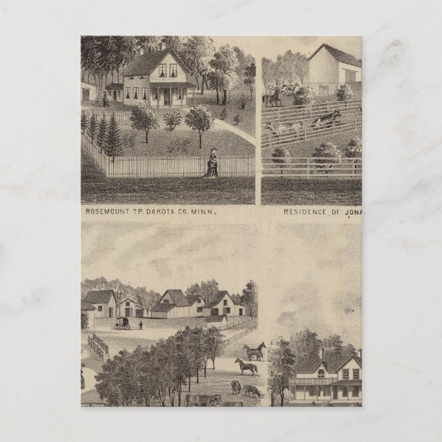 Residenzen und Scheunen, Minnesota Postkarte (Vorderseite)