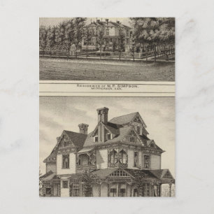 Residenzen von JR Fisher und MP Simpson, Kansas Postkarte