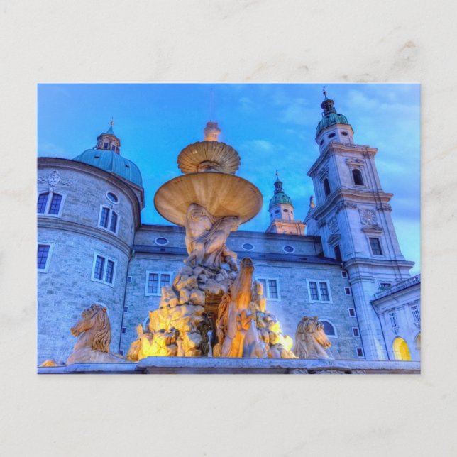 Residenzplatz in Salzburg, Österreich Postkarte (Vorderseite)