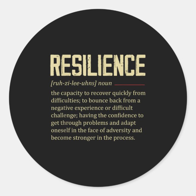 Resilience Definition Dictionary Vintage Motivatio Runder Aufkleber (Vorderseite)