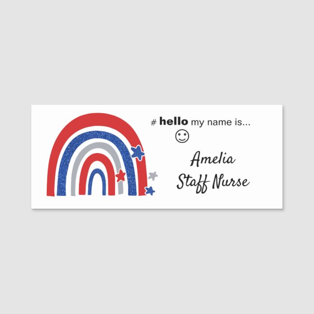 Resin Finish Hallo Mein Name ist Rainbow Name Abze Namensschild (Vorderseite)