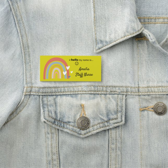 Resin Finish Hallo Mein Name ist Rainbow Name Abze Namensschild (Beispiel)