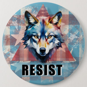 Resis Deep Political Wolf Button
