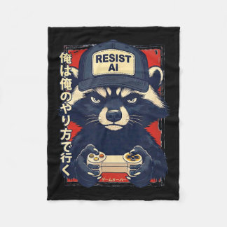 Resist Ai - Raccoon Gamer Design  Fleecedecke