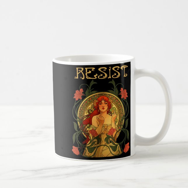 Resist Art Nouveau Mucha Anti-trump Women Feminist Kaffeetasse (Rechts)