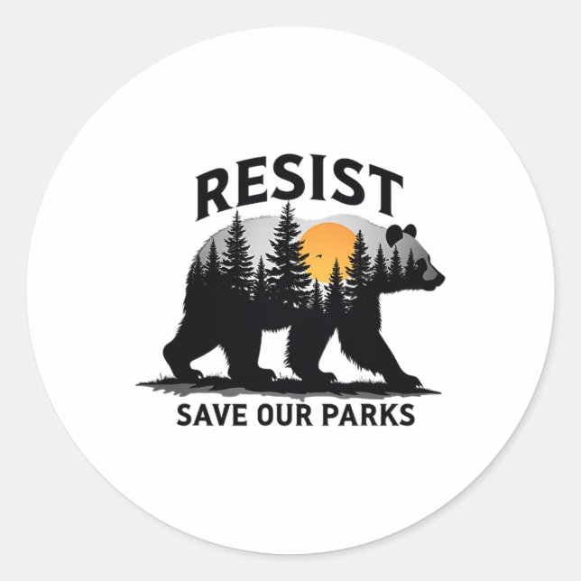 Resist Bear - Rett unseren Parks Naturschutz Runder Aufkleber (Vorderseite)