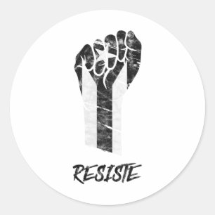 Resist Black Puerto Rico Flag Resiste Fist Pu Runder Aufkleber