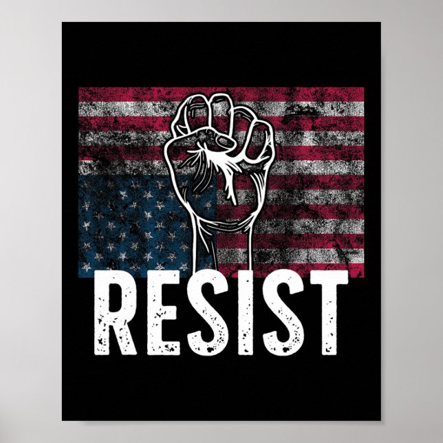 Resist Distressed Upside Down American Flag Usa  Poster (Vorne)