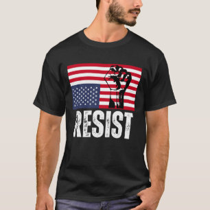 Resist Distressed Upside Down American Flag USA T-Shirt