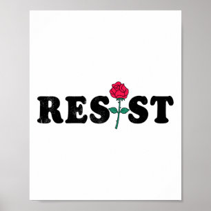 Resist feministische Rose Blume Frauen Feminismus  Poster