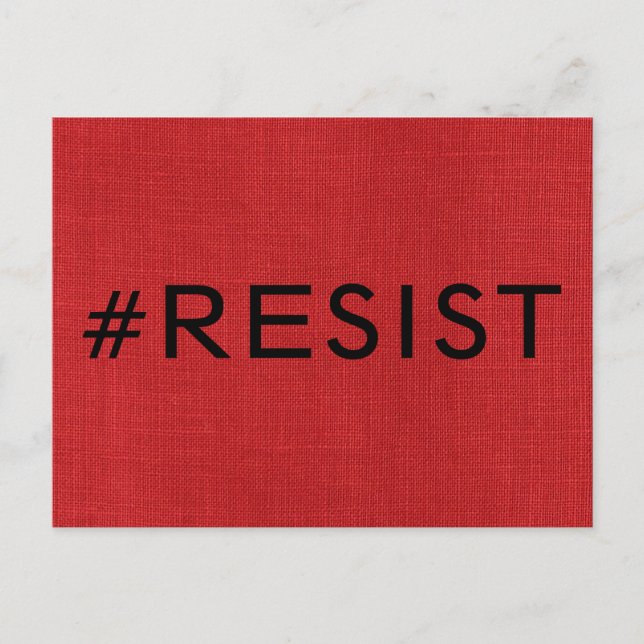 #Resist, fett schwarzer Text auf Red Linen Foto Postkarte (Vorderseite)