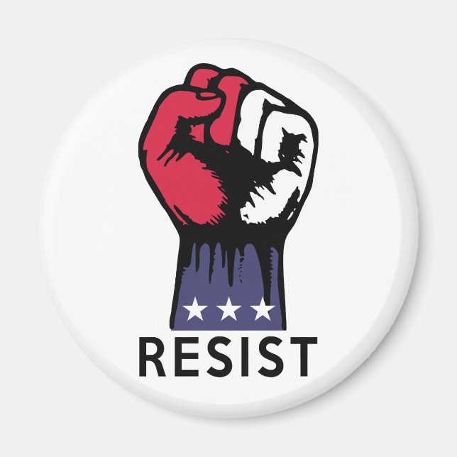 "Resist Fist Justice Now Red, White and Blue" Magnet (Vorne)