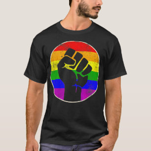 Resist Fist Rainbow Lesbian Gay LGB Power T-Shirt