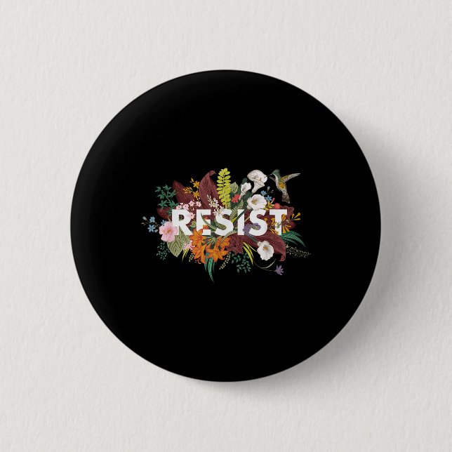 Resist Floral Anti Trump politischer Protest Button (Vorderseite)