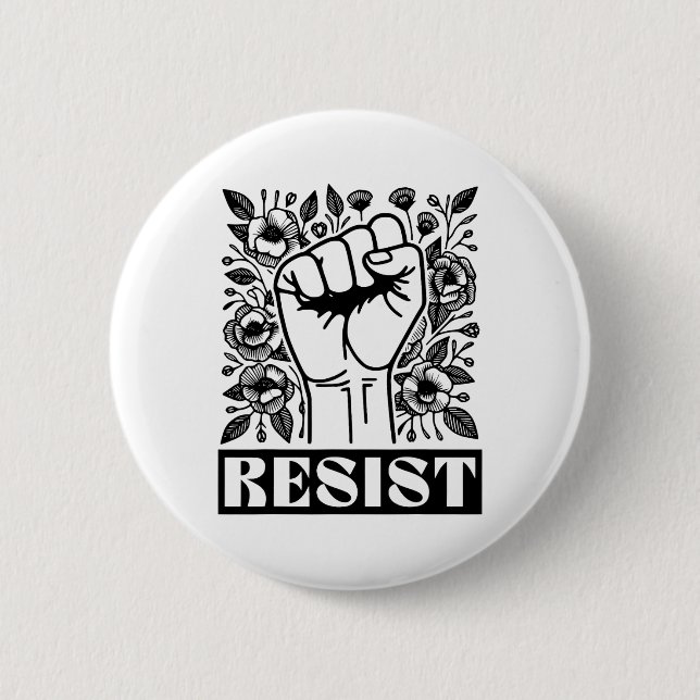 Resist Floral Anti Trump politischer Protest Liber Button (Vorderseite)