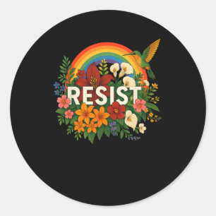 Resist Floral Anti Trump politischer Protest Prix Runder Aufkleber