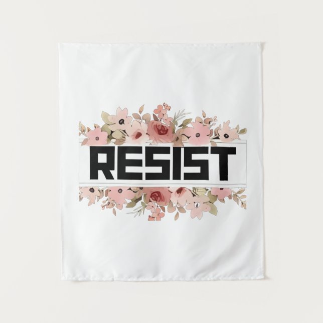 RESIST Floral Anti Trump politischer Protest Wandteppich (Vorderseite)
