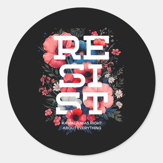 Resist Floral Boho Runder Aufkleber (Vorderseite)