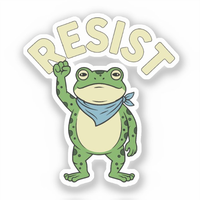 Resist Frog Illustration STICKER, Cute Protest Fro Aufkleber (Vorderseite)