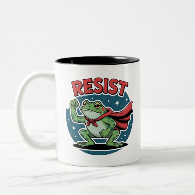 Resist Frog Portland Frog Protest for Men Women Zweifarbige Tasse (Links)