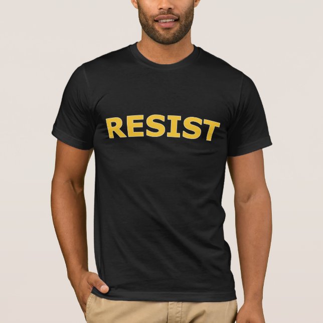RESIST - Gelb auf schwarz T-Shirt (Vorderseite)