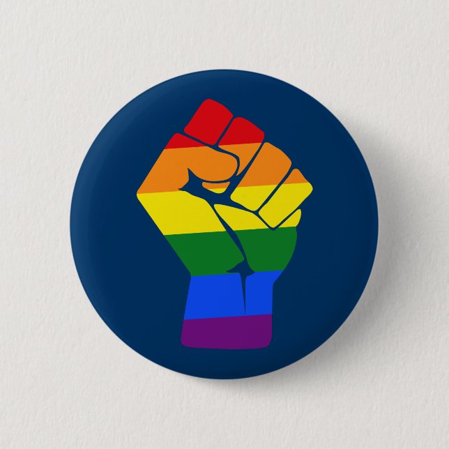 #Resist LGBT Rainbow Raw Fist Protest Button (Vorderseite)