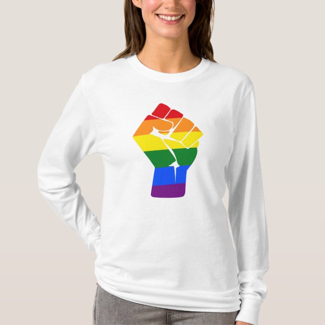 #Resist LGBT Rainbow Raw Fist Protest T-Shirt (Vorderseite)