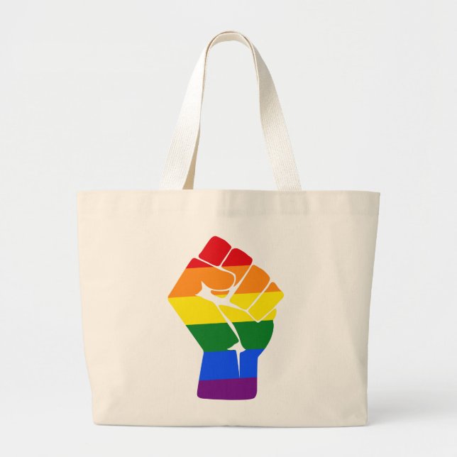 #Resist LGBT Regenbogen angehobener Faust-Protest Jumbo Stoffbeutel (Vorne)