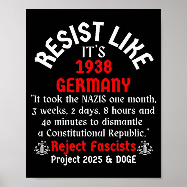 Resist Like It's 1938 Germany  Poster (Vorne)