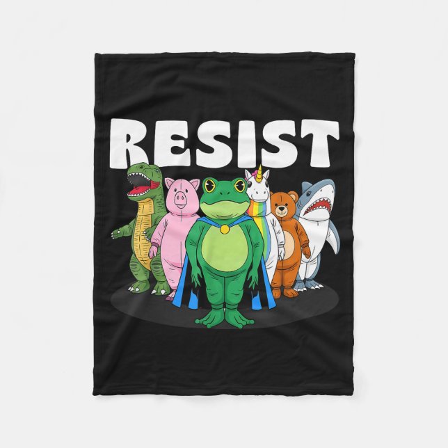 Resist No King Portland Frog Costume Activists Gro Fleecedecke (Vorderseite)