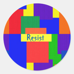 Resist Patchwork Rainbow Quilt Design Stickers
