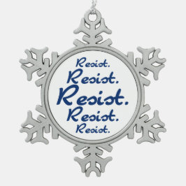 Resist Pattern Blue Schneeflocken Zinn-Ornament